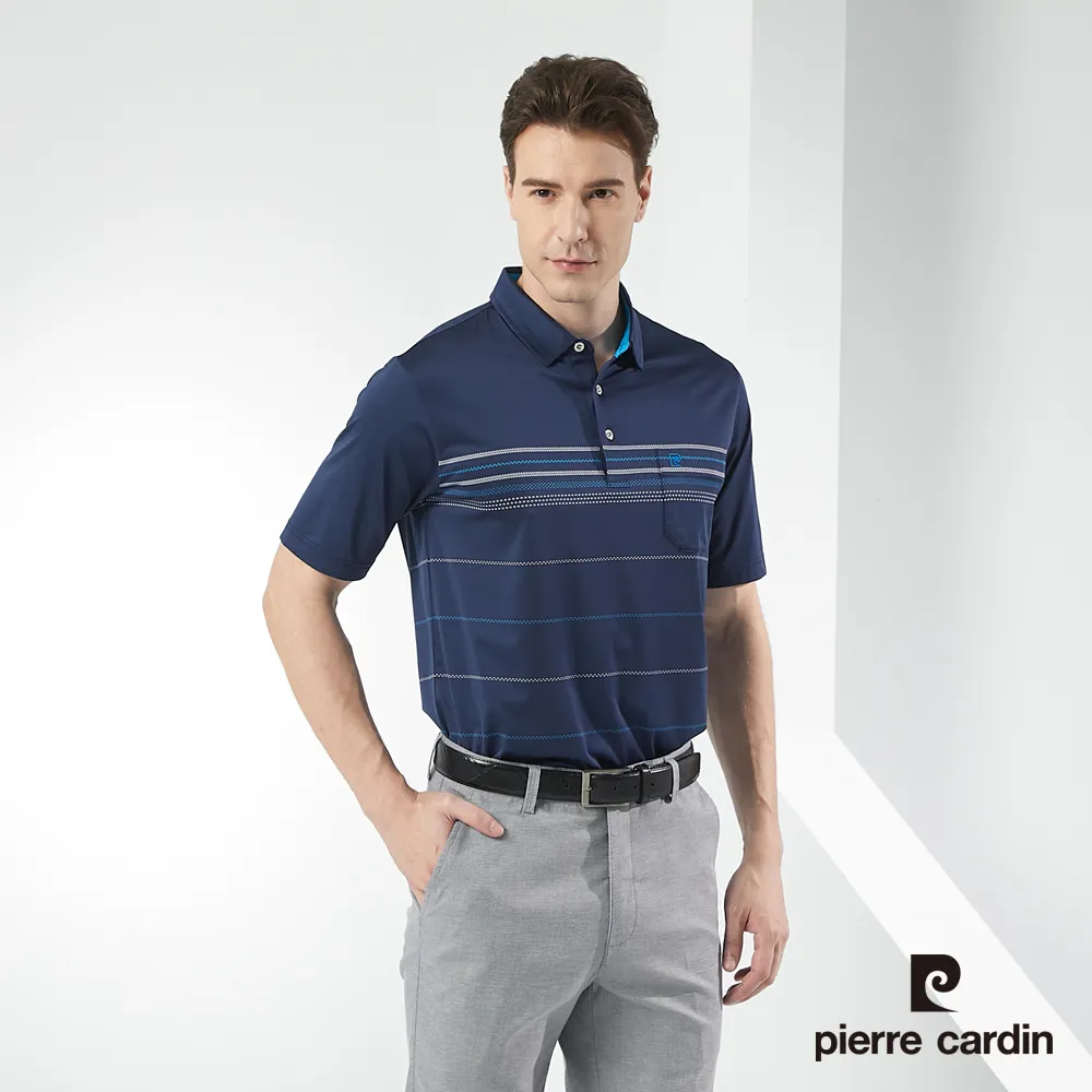 【pierre cardin 皮爾卡登】 男裝定位橫條短袖POLO衫-水藍色 (5217260-35) 歷史價格詳細信息