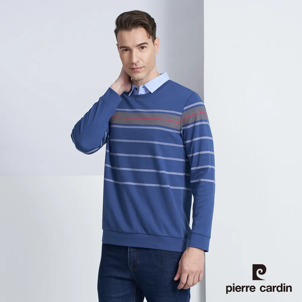 男士假兩件條紋袖襯衫 長袖T恤 男打底衫 中青年上衣 商務風 休閒 大碼上衣 男襯衫 長袖襯衣 長袖條紋 男上衣 歷史價格詳細信息