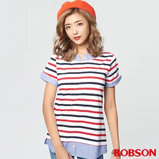 BOBSON 女款假兩件式條紋上衣(39080-13) 歷史價格詳細信息
