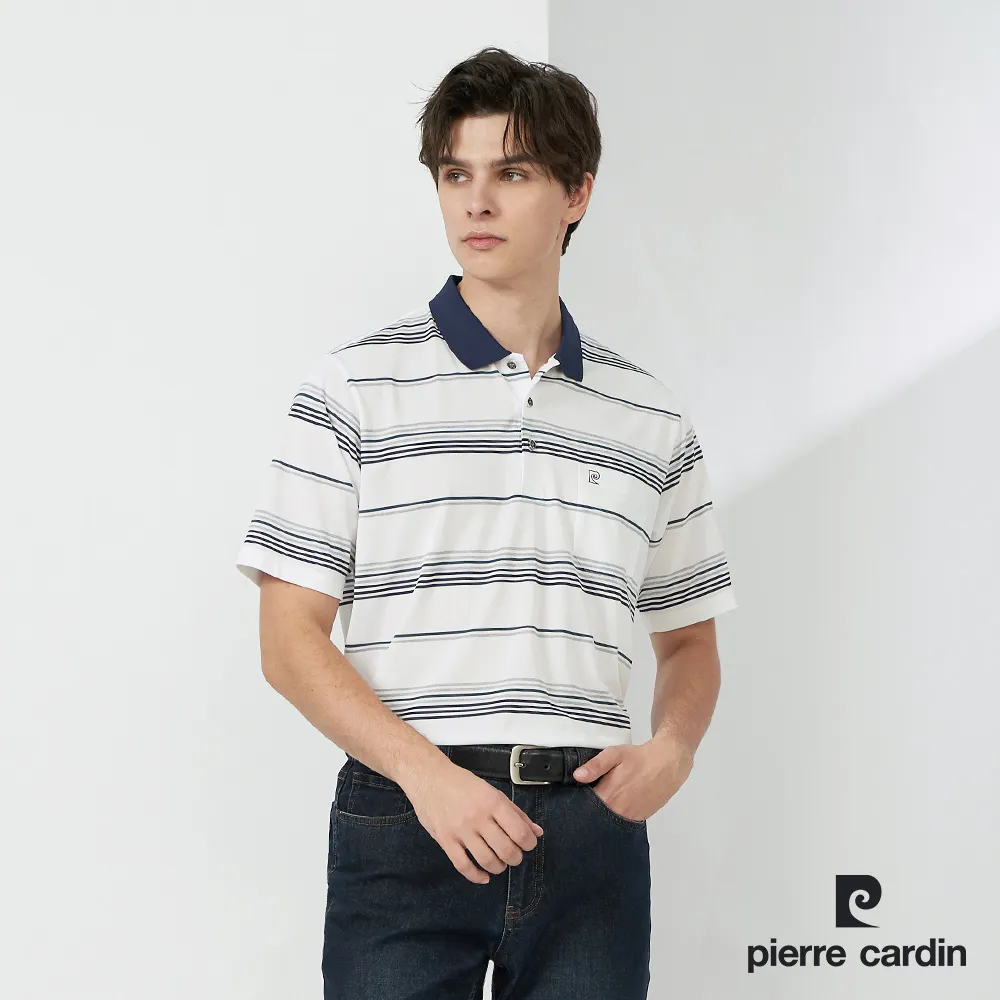 【pierre cardin 皮爾卡登】男款 Hi Cool彈力吸濕排汗條紋短袖POLO衫-深藍色 (7227262-39) 歷史價格詳細信息