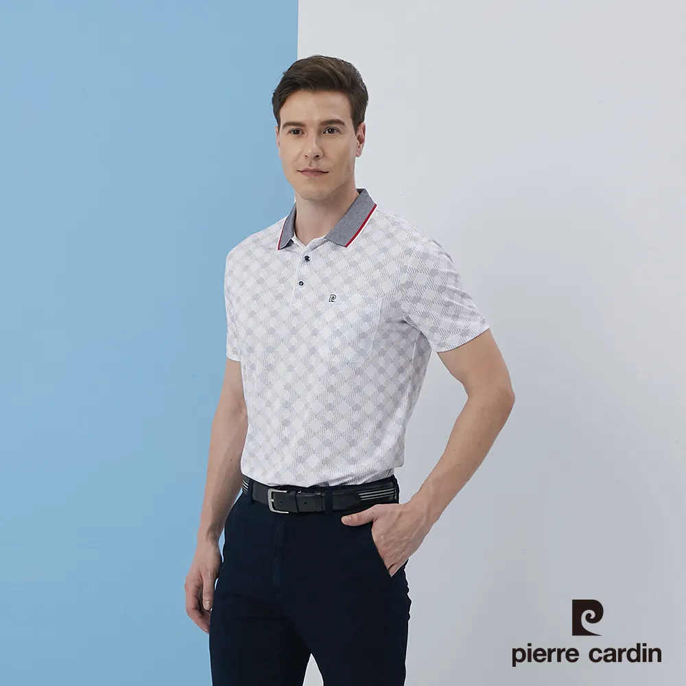 【pierre cardin 皮爾卡登】 男裝印花短袖POLO衫-水藍色 (5217216-35) 歷史價格詳細信息