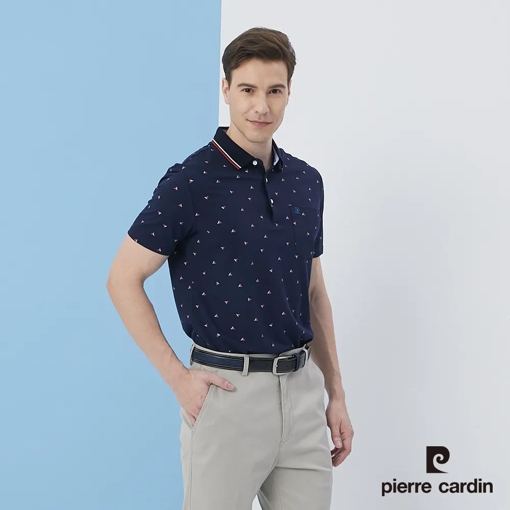 【pierre cardin 皮爾卡登】 男裝網眼印大定位格短袖POLO衫-藍色 (5217272-37) 歷史價格詳細信息