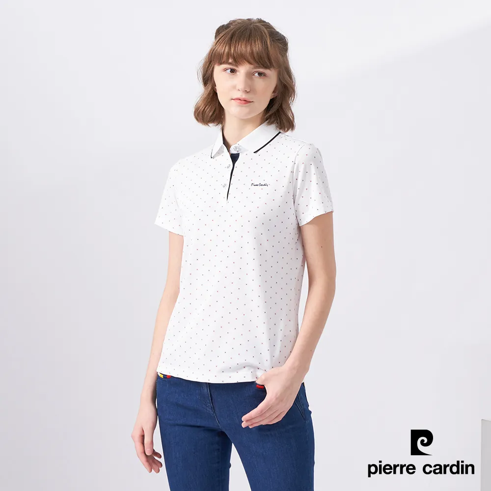 【pierre cardin 皮爾卡登】女款 彈性吸濕排汗胸前定位斜紋薄長袖POLO衫-桃紅色 (4195202-76) 歷史價格詳細信息