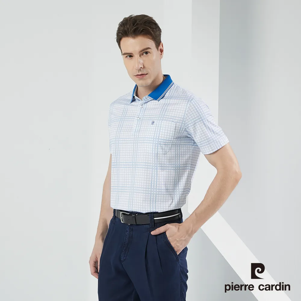 【pierre cardin 皮爾卡登】 男裝格紋印花短袖POLO衫-淺灰色 (5217255-95) 歷史價格詳細信息