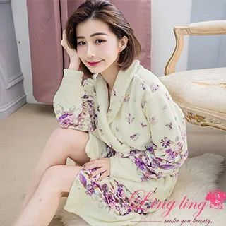 lingling A4270-01小尺碼-童趣小熊口袋圓領撞色水貂絨長袖睡衣+長褲(二件式睡衣組)(童趣灰) 歷史價格詳細信息