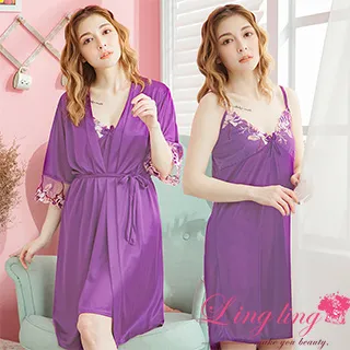 lingling A3688-06全尺碼-典雅繡花V領細肩睡裙+網紗繡花罩衫睡袍(二件式睡衣組)(純真白) 歷史價格詳細信息