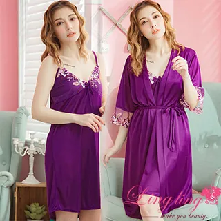 lingling A3688-06全尺碼-典雅繡花V領細肩睡裙+網紗繡花罩衫睡袍(二件式睡衣組)(純真白) 歷史價格詳細信息