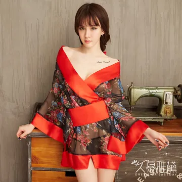 久慕雅黛 華麗花朵蝴蝶刺繡透紗肚兜睡衣。粉色 歷史價格詳細信息