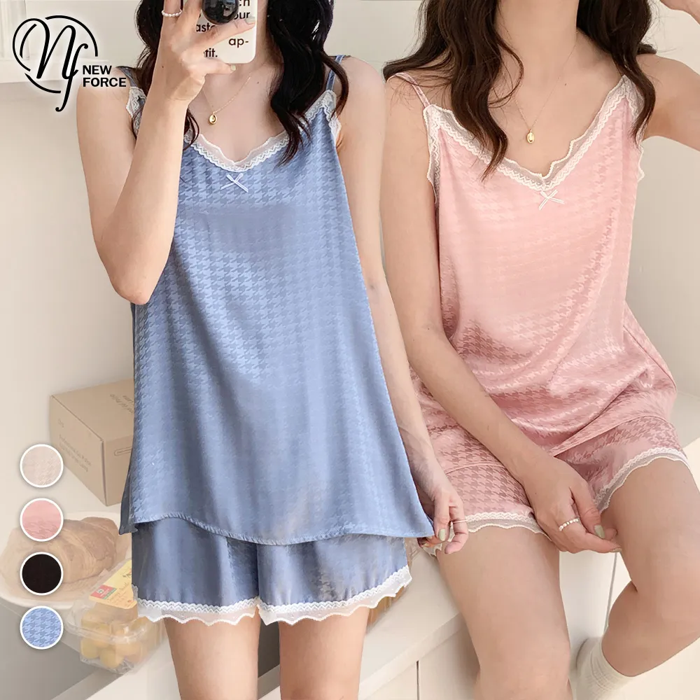 (NEW FORCE)花語V領拼接蕾絲七分居家睡衣-四色可選 歷史價格詳細信息