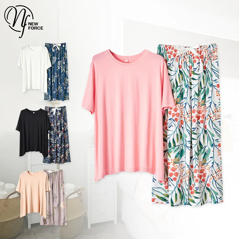 居家睡衣 綴花清香 二件式短袖成套休閒服(淺灰F) AngelHoney天使霓裳 歷史價格詳細信息