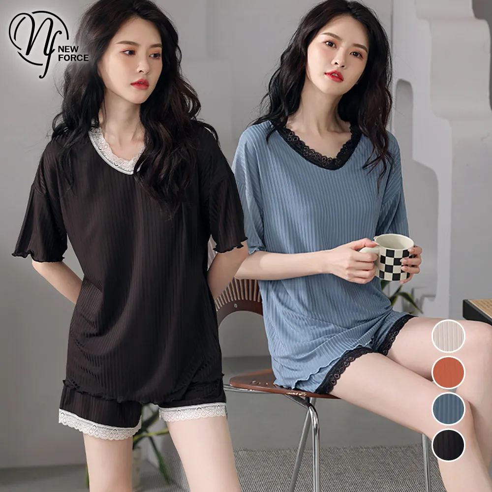 NEW FORCE 柔色悠閒長袖居家睡衣-4色可選 歷史價格詳細信息