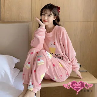 【天使霓裳】保暖睡衣 甜美少女 法蘭絨連身睡裙 甜美休閒居家服 配件收納袋 (粉色F) 歷史價格詳細信息
