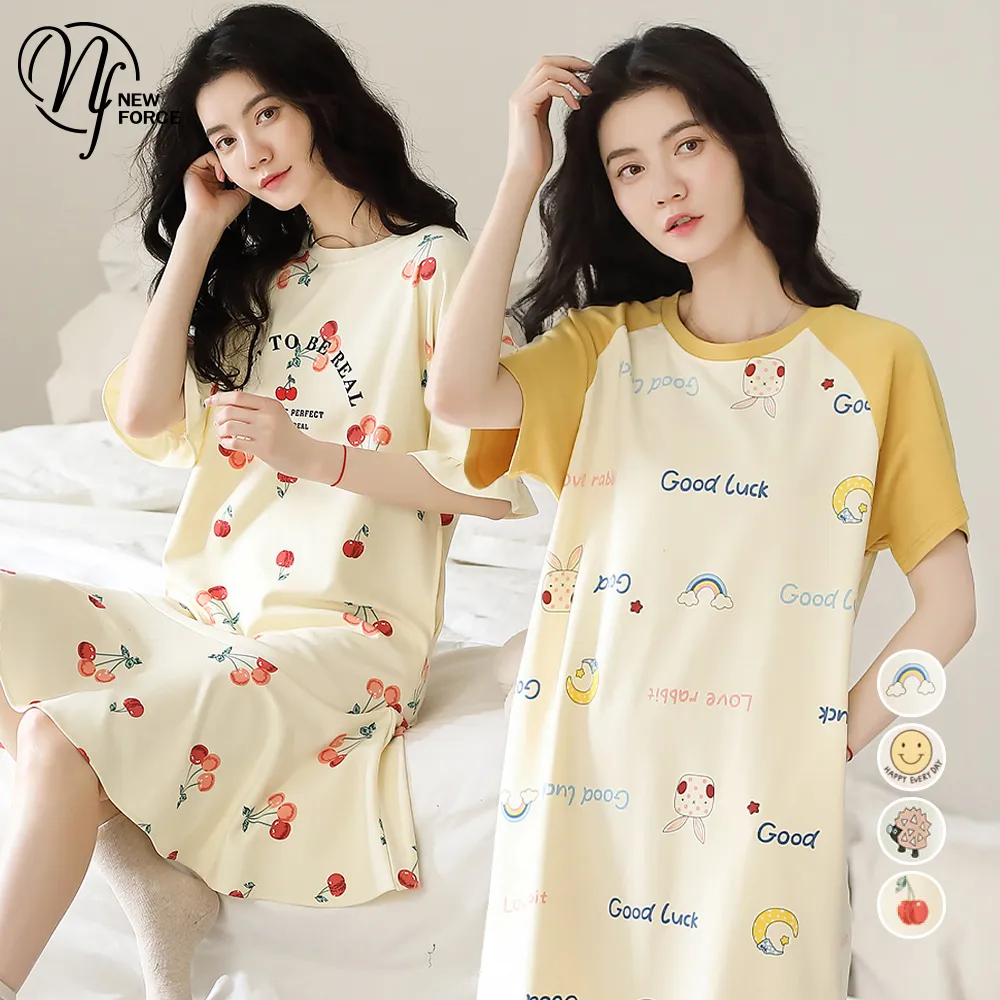 居家睡衣 舒眠夏涼 一件式短袖連身睡裙(黑F) AngelHoney天使霓裳 歷史價格詳細信息