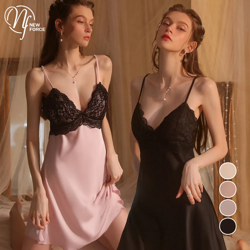 NEW FORCE V領吊帶花邊中長居家睡裙 歷史價格詳細信息