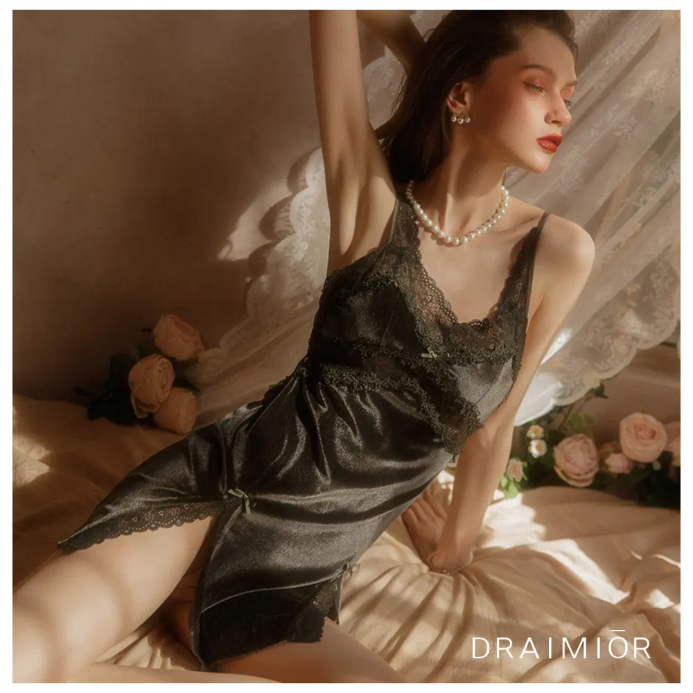 久慕雅黛 DRAIMIOR甜蜜誘惑鏤空蕾絲絲滑睡裙。紫色 歷史價格詳細信息