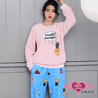 保暖睡衣 夢遊火鶴 海島絨二件式長袖居家衣褲組(粉F) AngelHoney天使霓裳 歷史價格詳細信息