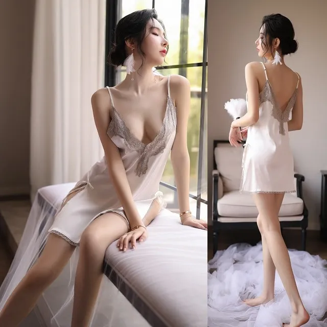 【cosplay】蕾絲薄紗誘惑 誘惑透視網紗水溶刺繡新娘裝 蕾絲網紗可愛吊帶裙 公主套裝 歷史價格詳細信息