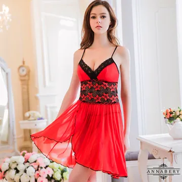 大尺碼Annabery黑紅裸背緞面禮服式睡衣 歷史價格詳細信息