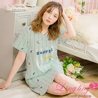 lingling A4078全尺碼-夢幻童話北極熊棉質短袖連身裙睡衣(夢幻杏灰) 歷史價格詳細信息