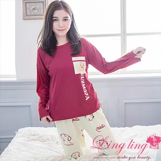 lingling A4336全尺碼-甜蜜幻想圓領狗狗口袋落肩款牛奶絲長袖睡衣+長褲(二件式睡衣組)(甜蜜紅) 歷史價格詳細信息