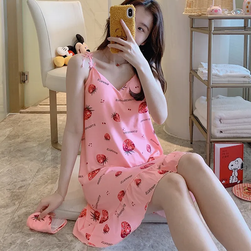 【Secret Lover】(帶胸墊)甜美棉質居家服吊帶睡裙_米色柚子Mix 歷史價格詳細信息