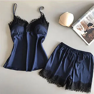 【Secret Garden】(帶胸墊)仿真絲性感高級蕾絲吊帶睡衣褲套組_杏色SG116 歷史價格詳細信息