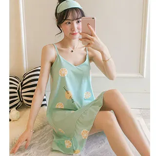 【Secret Lover】(帶胸墊)甜美棉質居家服吊帶睡裙_米色柚子Mix 歷史價格詳細信息