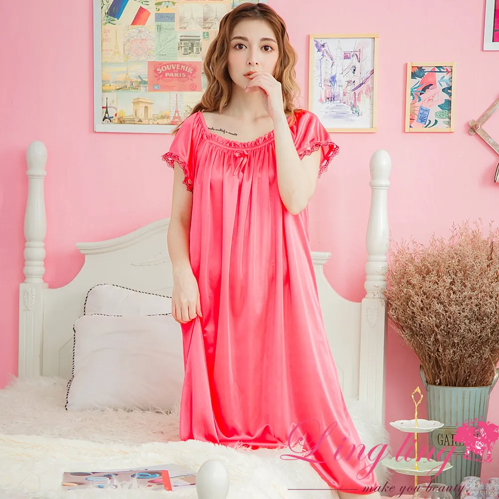 lingling A3866-01全尺碼-格紋大眼貓英字牛奶絲長袖連身裙洋裝睡衣(可愛粉) 歷史價格詳細信息