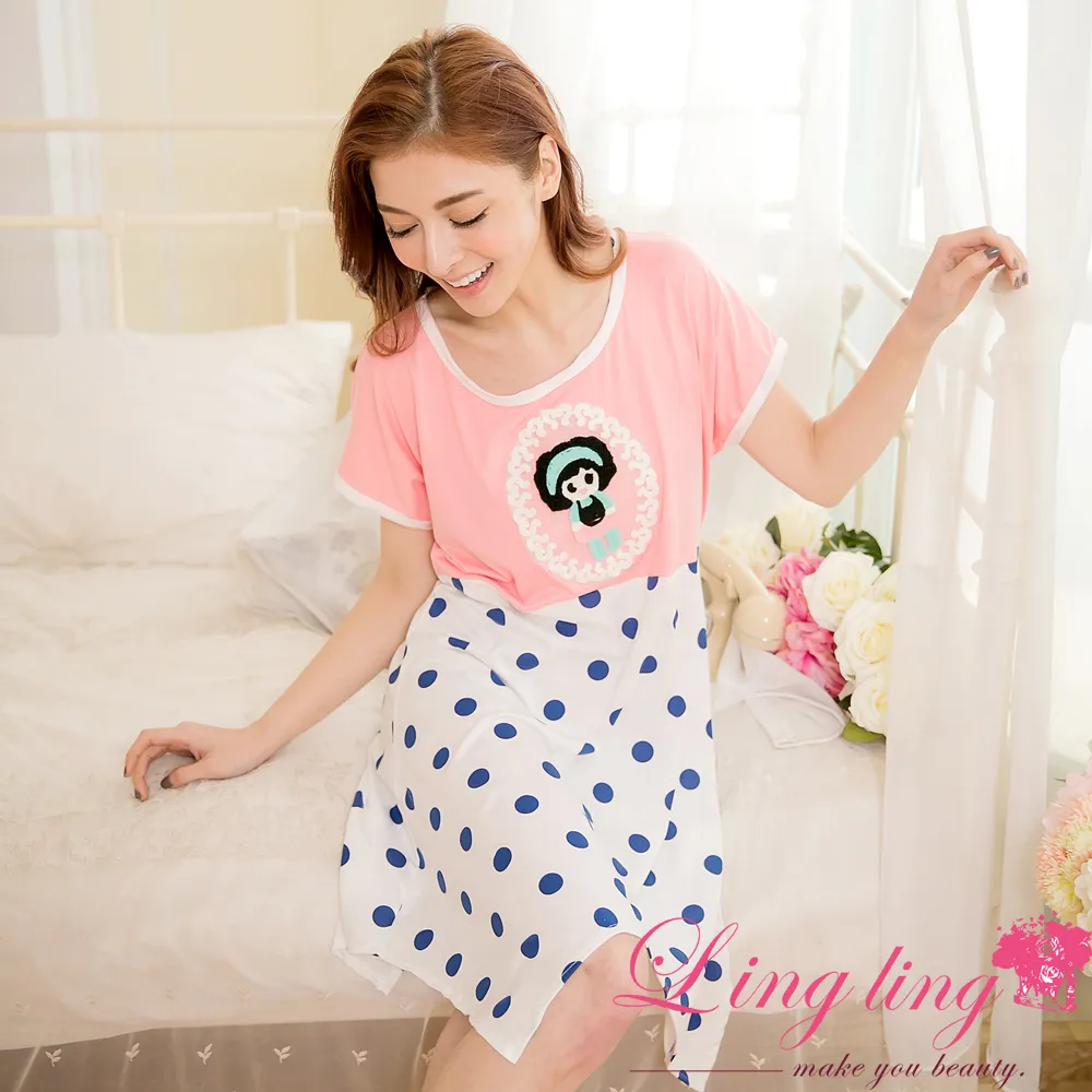 lingling A2963-01全尺碼-素色魅力寬鬆素面中袖睡衣+髮圈+褲子(三件式睡衣組)(沉穩紫藍) 歷史價格詳細信息