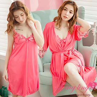 lingling A3688-06全尺碼-典雅繡花V領細肩睡裙+網紗繡花罩衫睡袍(二件式睡衣組)(純真白) 歷史價格詳細信息