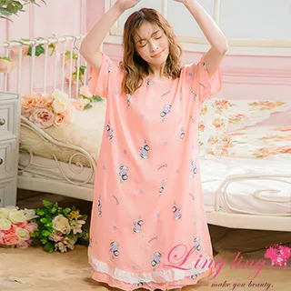 lingling A4038-01全尺碼-俏麗風格草莓貼布插畫短袖睡衣+五分褲(二件式睡衣組)(俏麗粉紫) 歷史價格詳細信息
