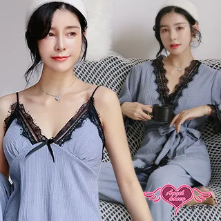 【天使霓裳】清新花朵印花 二件式七分袖短褲居家睡衣 (深藍) 歷史價格詳細信息