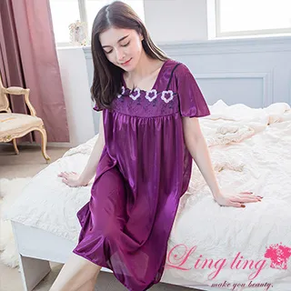 lingling A3309大尺碼-日系風格碎花棉質短袖長版連身裙睡衣(日系藍) 歷史價格詳細信息