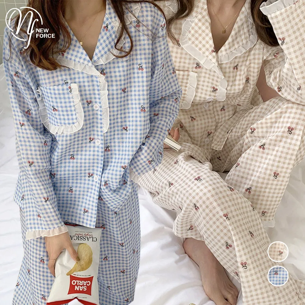 【NEW FORCE】格子派對甜美翻領居家睡衣-六色可選 歷史價格詳細信息