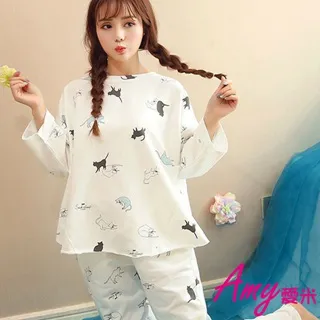 AMY愛米-閨蜜二件式可愛長袖睡衣居家服(AD116) 歷史價格詳細信息