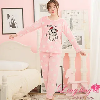 lingling A3900全尺碼-可愛兔子眼睛抽繩水貂絨長袖睡衣+長褲(二件式睡衣組)(悠閒灰) 歷史價格詳細信息