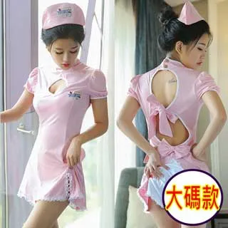 性感護士服 大尺碼100KG可 深V後挖空情趣角色扮演服護士制服 性感情趣內衣COSPLAY表演服～流行E線A212 歷史價格詳細信息