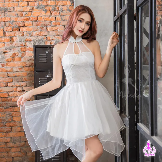 【Ayoka】炫黑綁脖蕾絲二件式迷你辣妹連身裙 歷史價格詳細信息