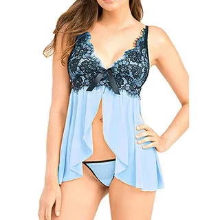 性感睡衣 性感藍色蕾絲側開岔長版大尺碼情趣睡衣 誘惑甜心 火辣上市 3L、M、XL三種尺寸 6597~時尚花園館~ 歷史價格詳細信息