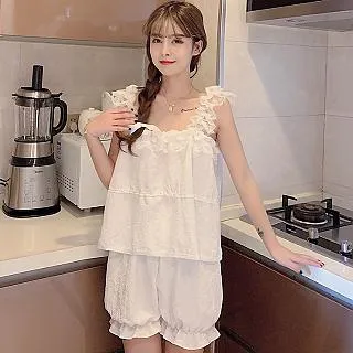 居家睡衣 綴花清香 二件式短袖成套休閒服(淺灰F) AngelHoney天使霓裳 歷史價格詳細信息