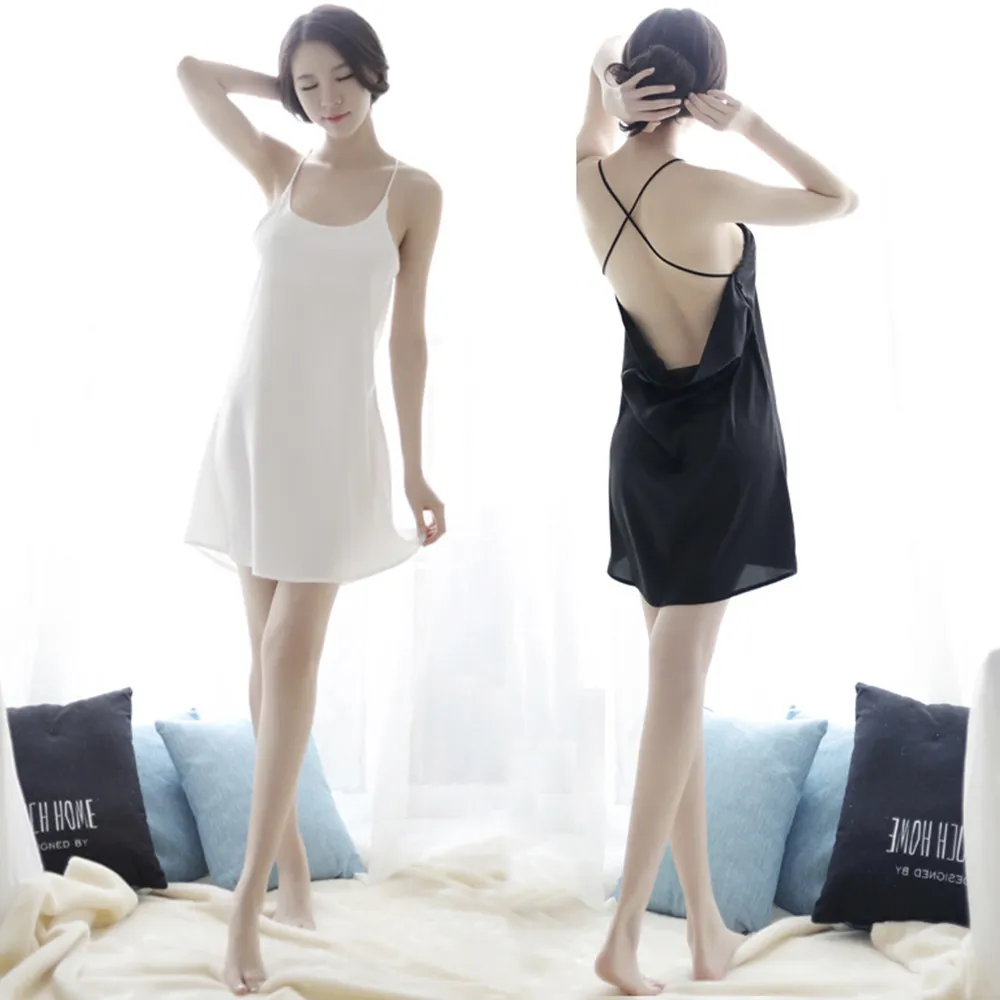 【Sexy Angel】女神法式細肩帶裸背側開叉連身裙睡裙睡袍性感情趣睡衣內衣角色扮演服(紅色) 歷史價格詳細信息