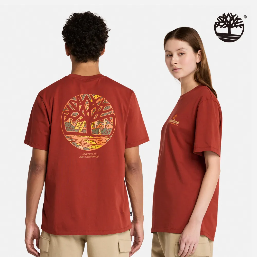 Timberland 中性款暗紅色背面圖案短袖T恤|A6K3HI30 歷史價格詳細信息