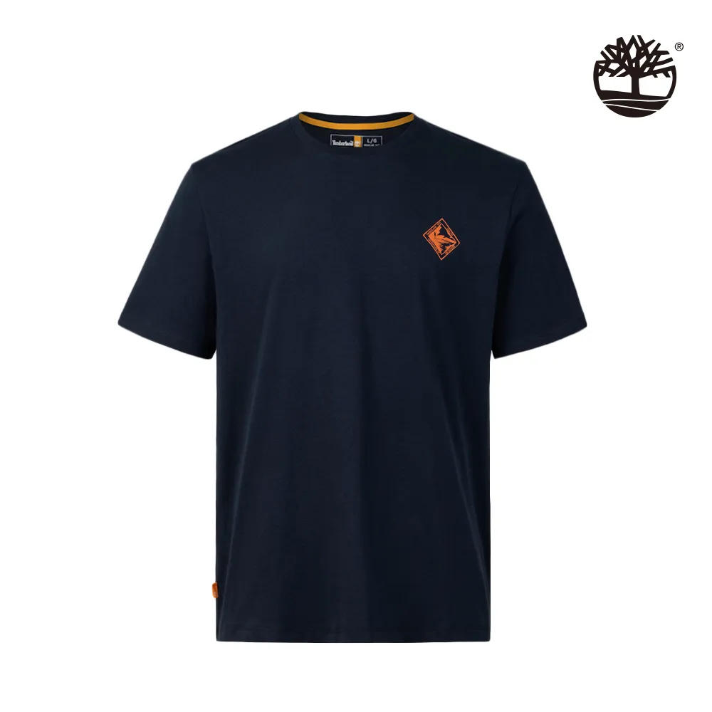 Timberland 男款藍色有機棉背面跳色樹型Logo印花短袖T恤|A6A71CY5 歷史價格詳細信息
