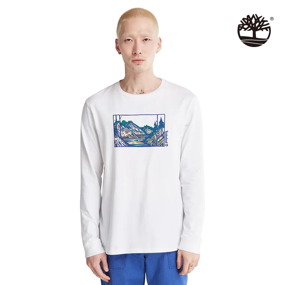 Timberland 男款復古白山景印花長袖上衣|A69DPCM9 歷史價格詳細信息