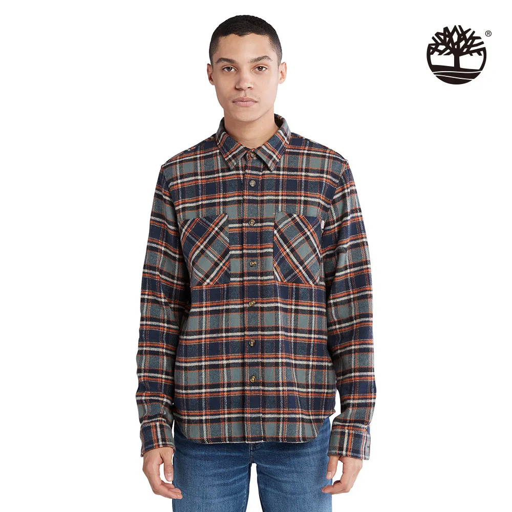 Timberland 男款鳳仙花綠純棉胸前雙口袋格紋長袖襯衫|A69QDCY9 歷史價格詳細信息