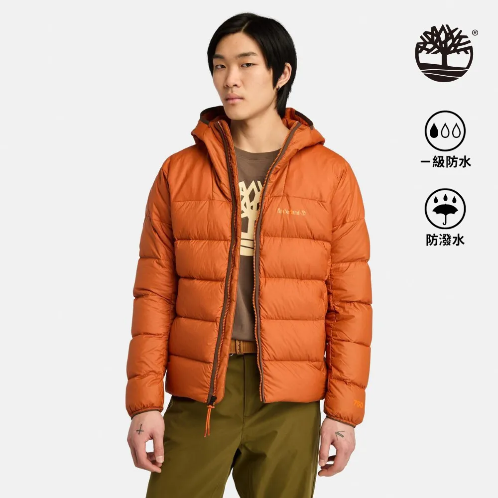 Timberland 男款焦糖色防潑水鵝絨連帽外套|A5M6P888 歷史價格詳細信息