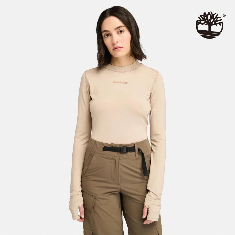 Timberland 女款奶油白透氣排汗長袖T恤|A5ZDYEKJ 歷史價格詳細信息