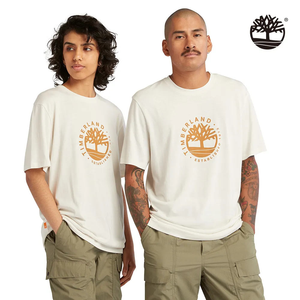 Timberland 中性復古白 TENCEL™ X REFIBRA™ 麂皮絨印花圖案短袖T恤|A6QWKCM9 歷史價格詳細信息