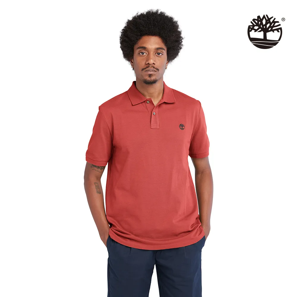 Timberland 男款醬紅色有機棉刺繡LOGO短袖POLO衫 |A62T5DH9 歷史價格詳細信息