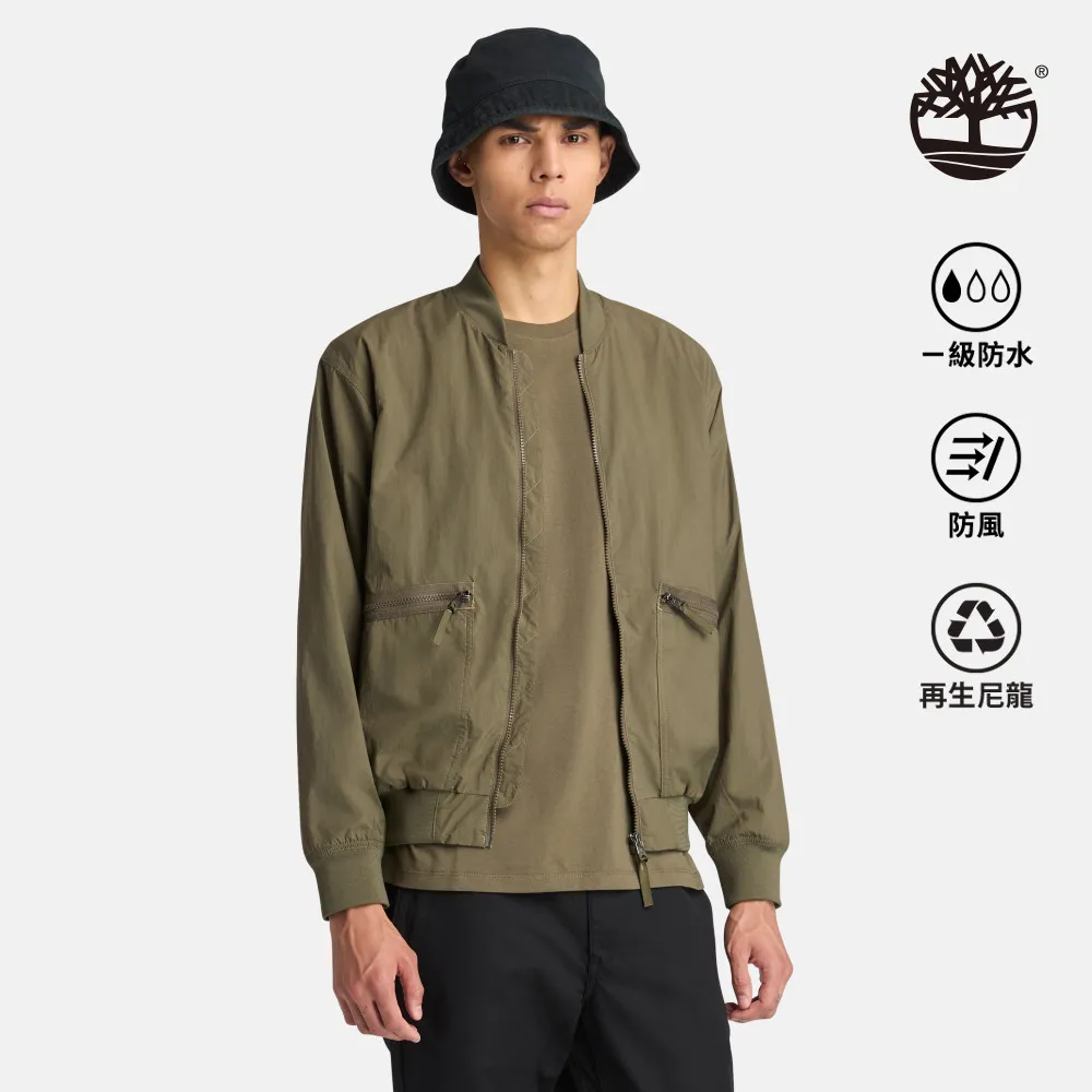 Timberland 男款軍綠色防水再生尼龍連帽外套|A69H5A58 歷史價格詳細信息